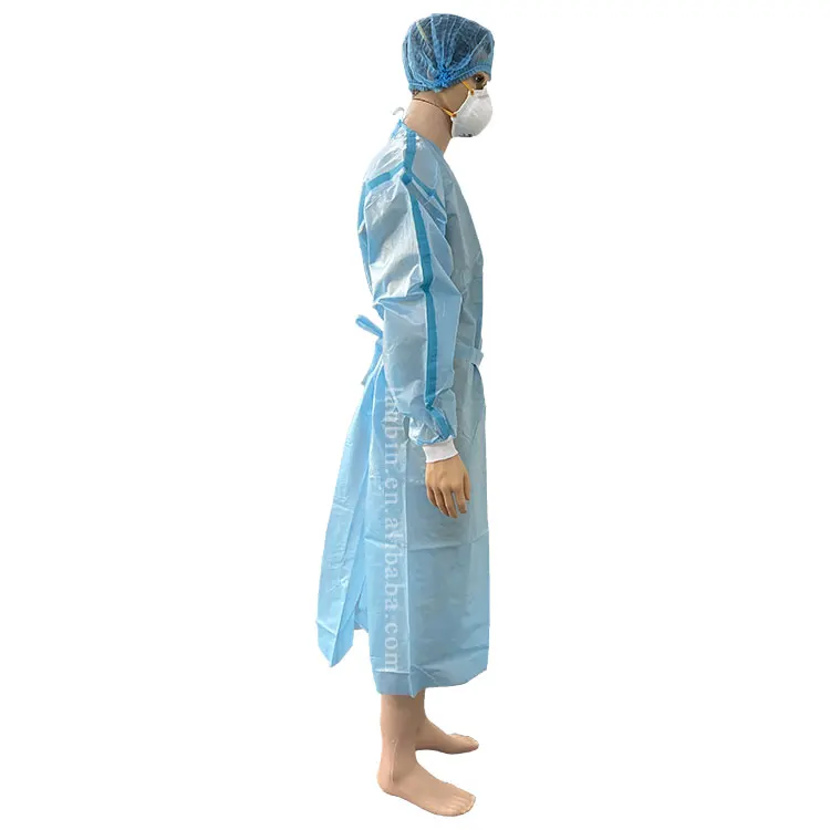 Hot sale disposable surgical non woven pp pe isolation gown for hospital