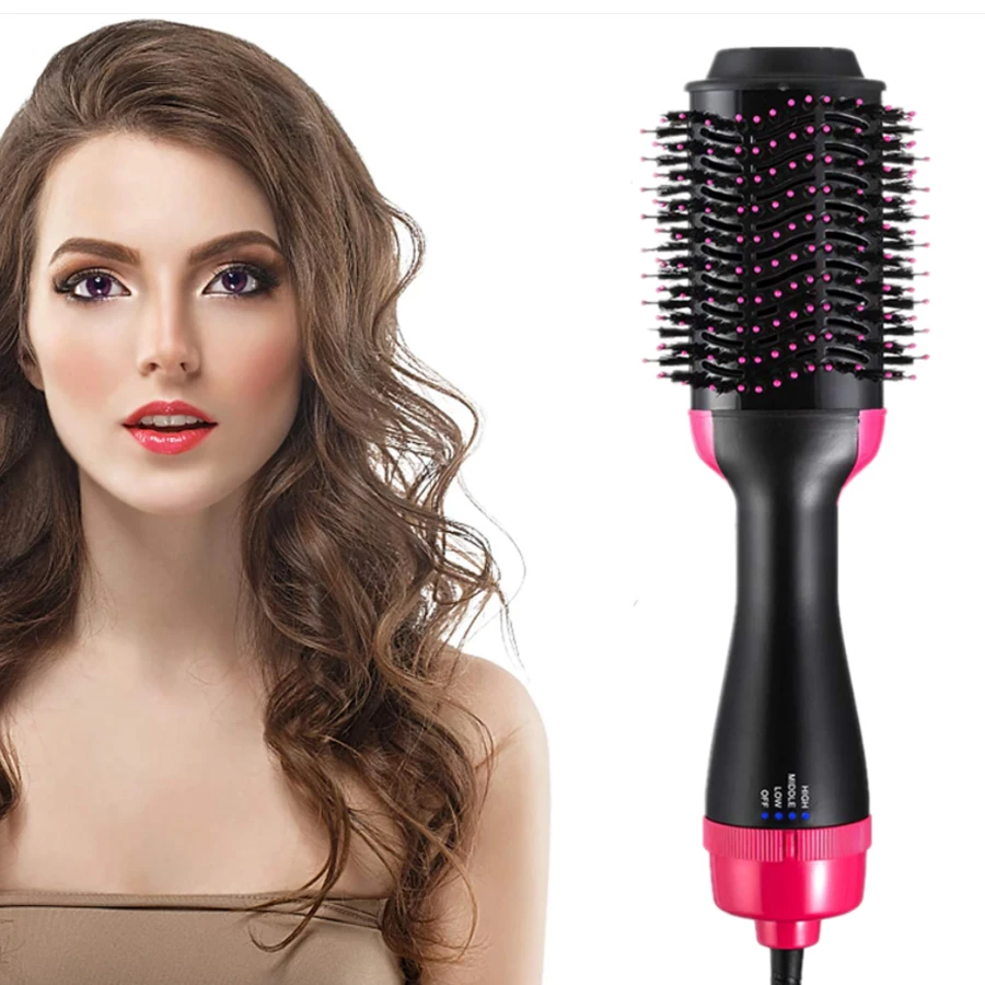 3 in 1 hot Air Hair Dryer Brush Pink Multifunctional Hairdryer One Step Ions Hot And Cold Air Wind Blowdryer Brush With Comb