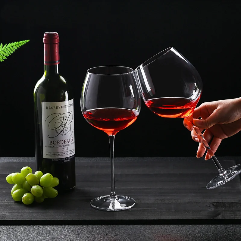 Customized clear Hand-blown Stem Water Cup Balloon Red Wine Glass Big Belly Cocktail Glass Gin Tonic Glass