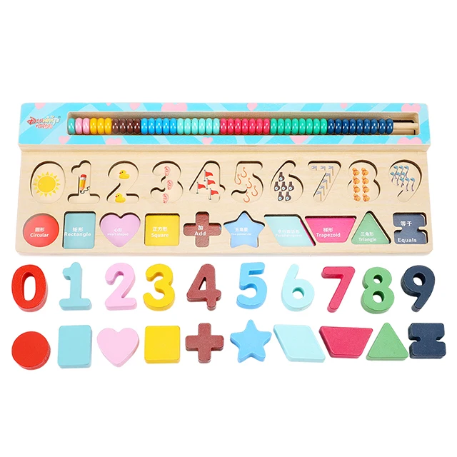 Montessori Toys Early Education Teaching Aids Math Toys for Children Preschool Wooden Count Geometric Shape Cognition Match Baby