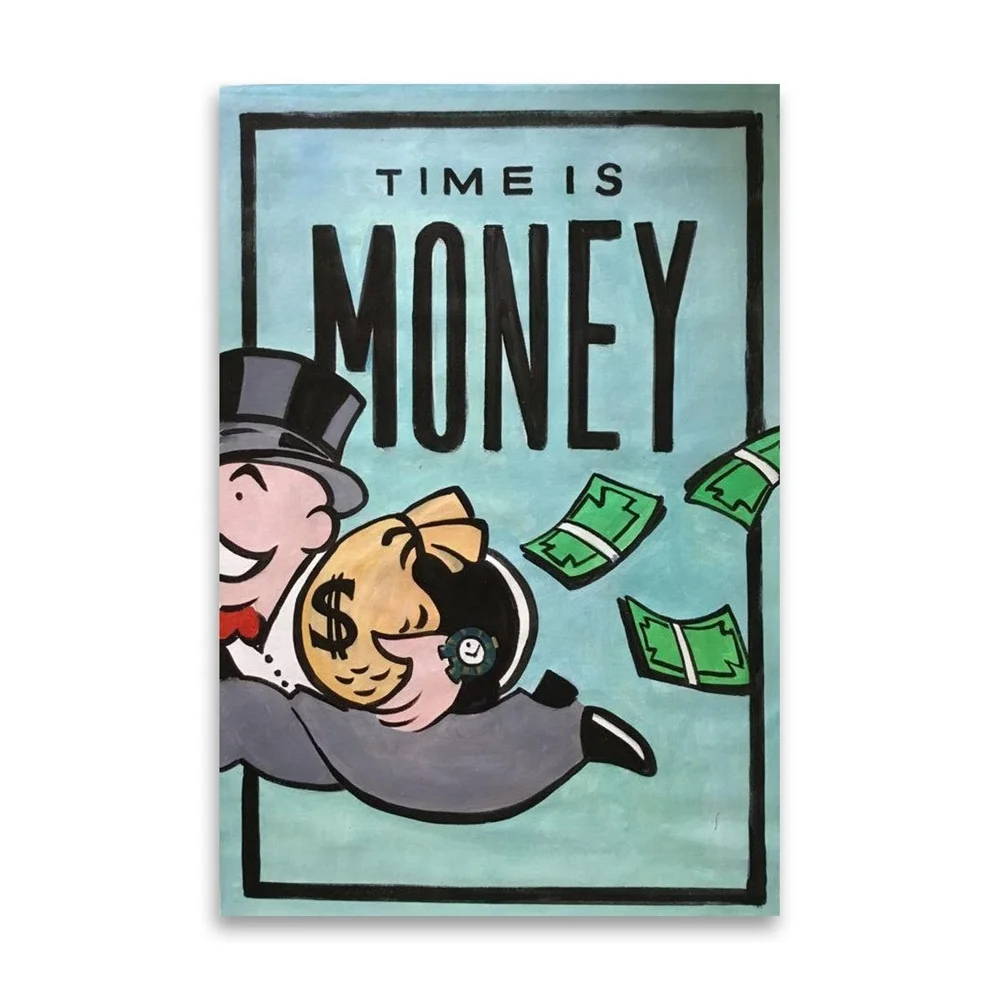 Custom framed Alec Monopoly wall pop art painting on canvas