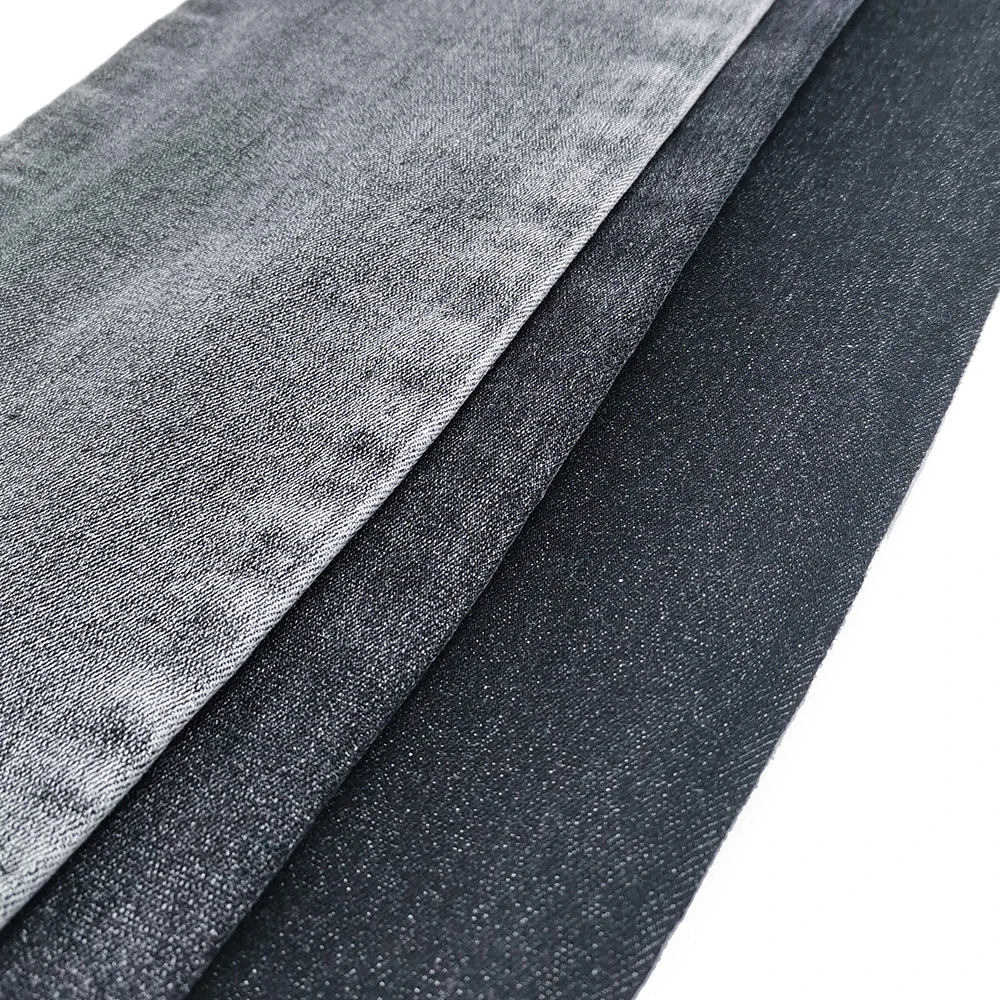 Stretch 12OE warp slub affordable price denim fabric 7.8oz width 176-178cm right twill black wholesale C1245
