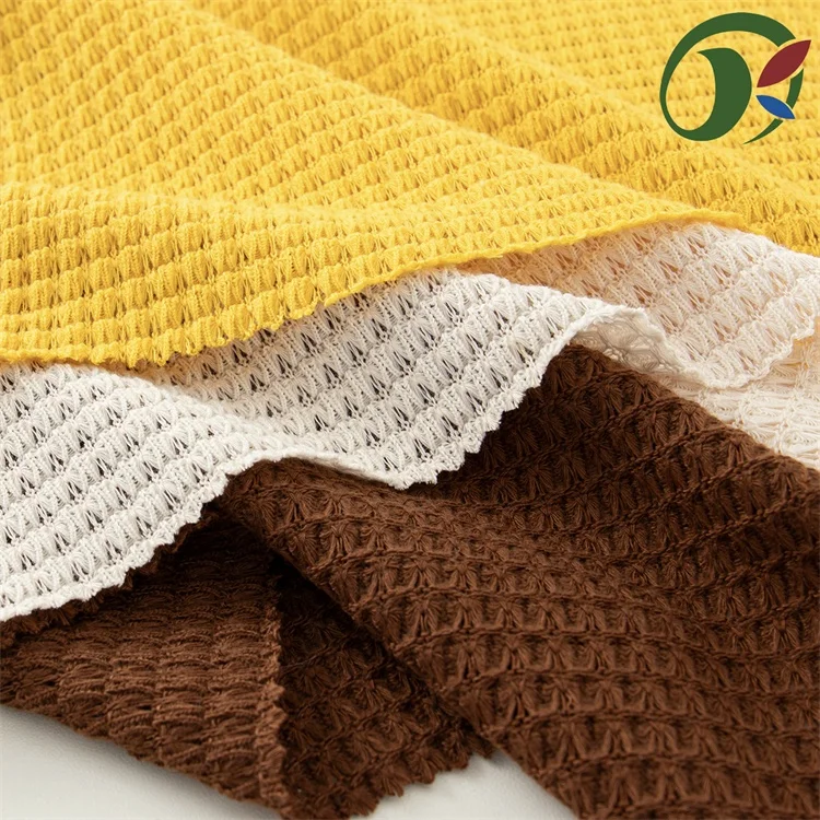 Custom Design Pattern Dye Style 97% Polyester 3% Spandex Waffle Knit Stretch Double Sided Spandex Fabric For Sewing Cloth