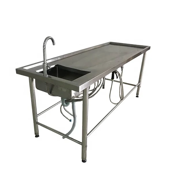 Medical equipment rustproof stainless corpse dissecting autopsy table