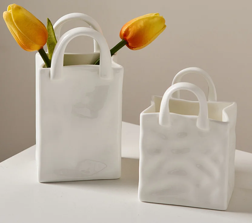 Living room TV ark simulates dry flower vase to arrange a piece to arrange a flower modern Nordic art ceramic bag floral adornme