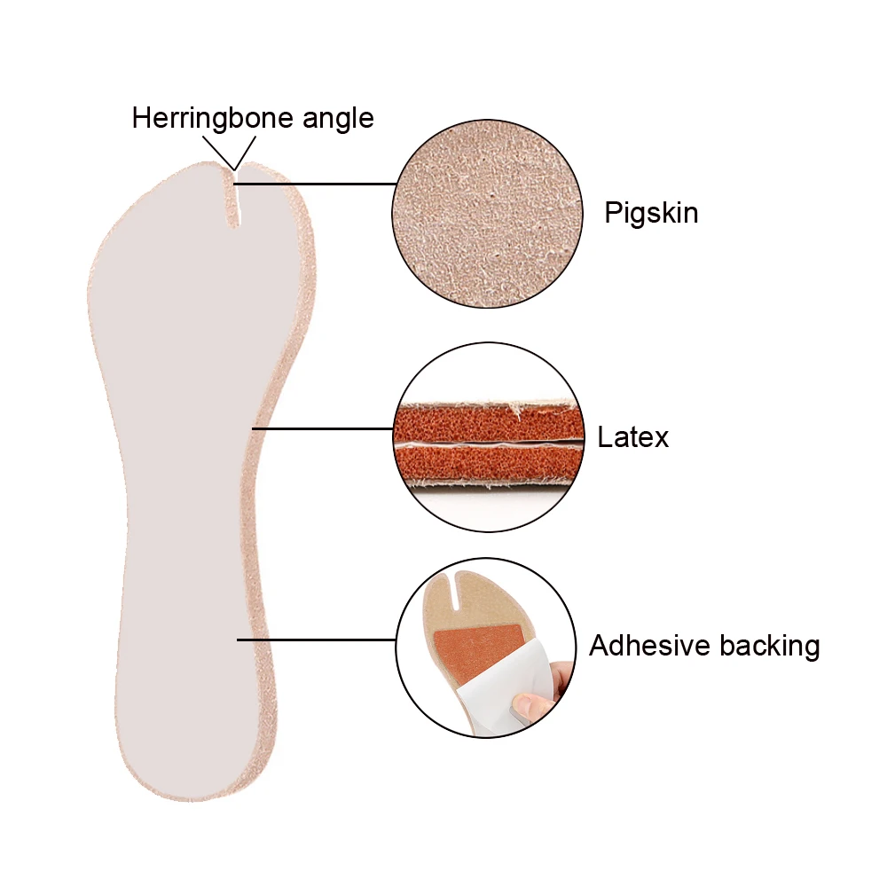 Pigskin Flip Flop Insoles Arch Support, Thong Sandal Cushion for Sweaty Feet, Adhesive Flip flop Toe Padding Protectors Rub Pain