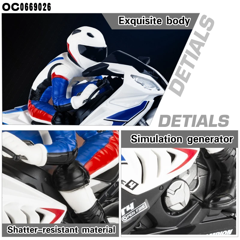 2.4G Rotating racing remote control rc stunt motorcycle kit toy with light sound