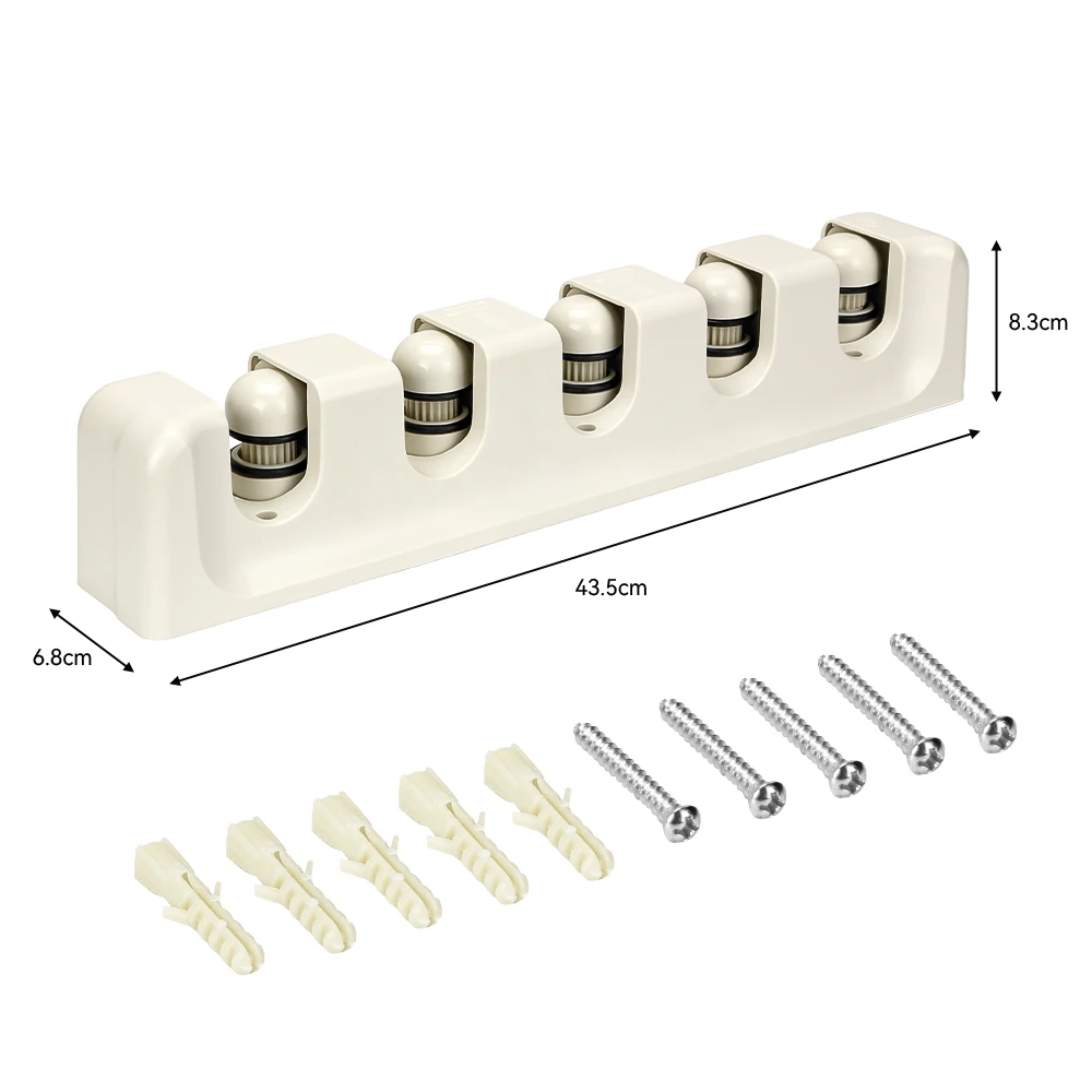 5 Slots Wall Mounted Hanger Holder Tool Broom Mop Holder Plastic Flexible Bathroom Tool Hanger Rack