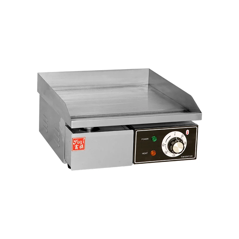 Fuqi Restaurant Kitchen Equipment Electric Bbq Flat And Grooved Teppanyaki Griddle