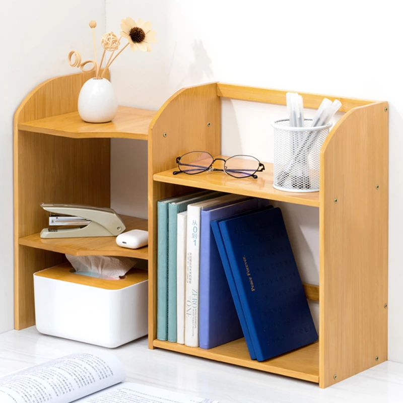 Hot Sales Bamboo Desktop Book Shelf Simple Adjustable Kids Storage Book Shelf Wooden Bookcase