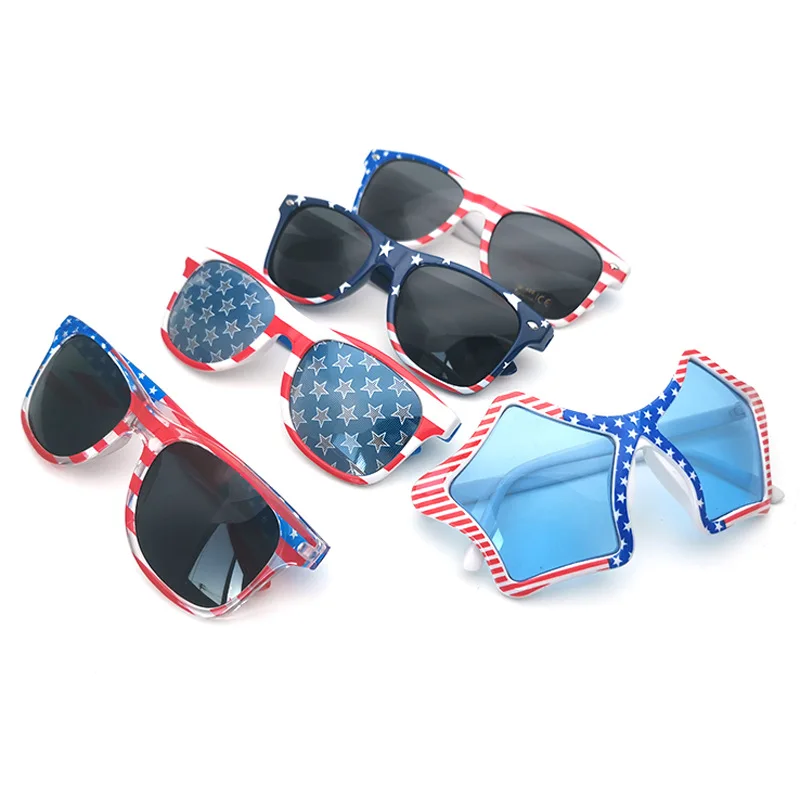 4th of July Gift Custom Logo American USA Flag Patriotic Sunglasses