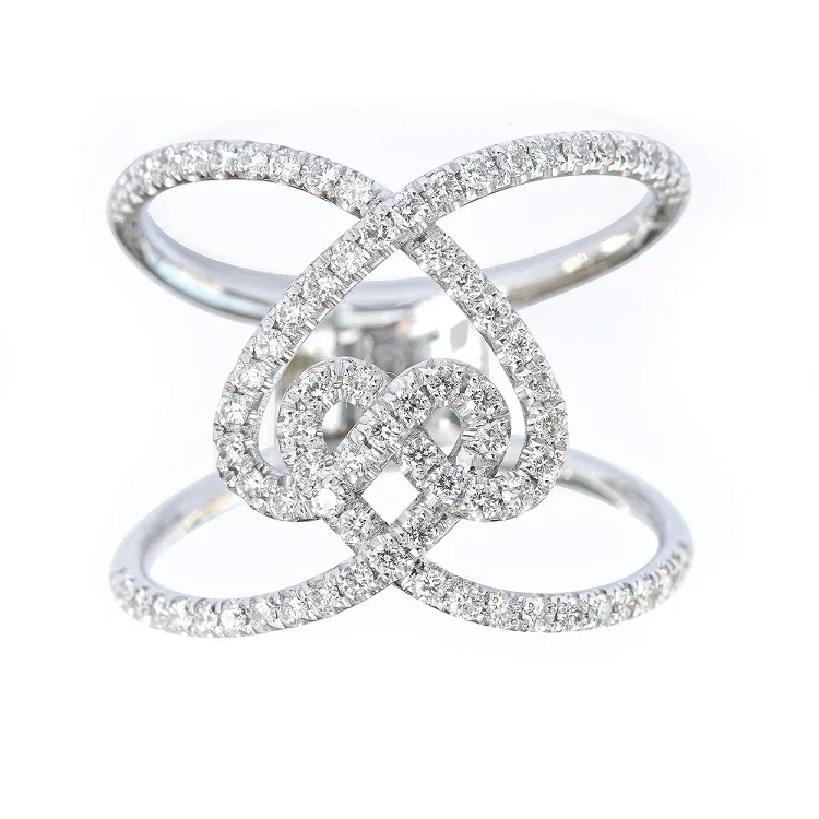 Beautiful 925 silver engagement & wedding ring for woman white gold cubic zirconia infinity love knot heart eternity ring band