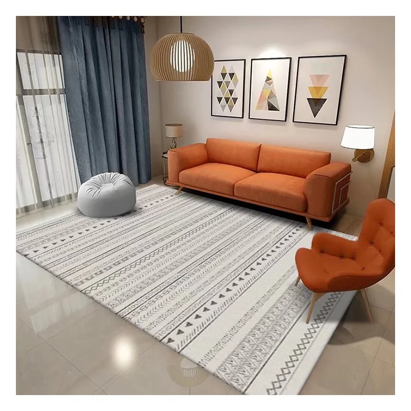 Modern Moroccan Bohemian Style Cotton and Polyester Throw Rugs for Home Floor Decor in Bedroom and Living Room