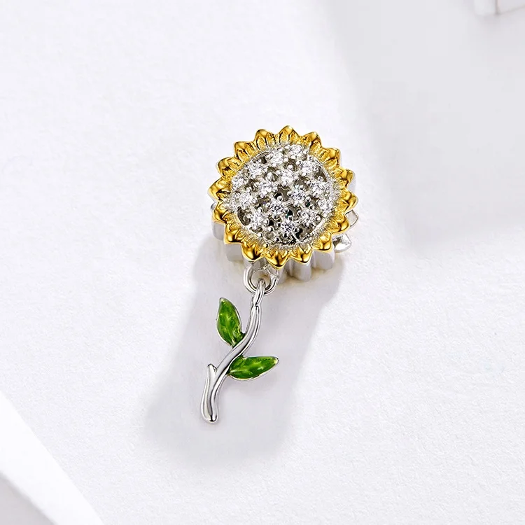 
wholesale Beads Sunflower Shape 925 Silver sunflower bead For Jewelry Making 