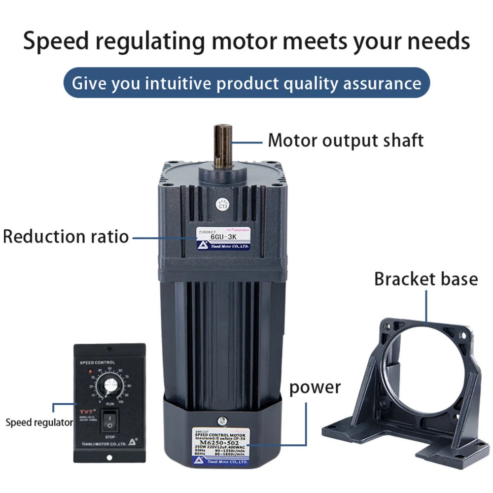 Tianli 7GU gearbox Power 400W micro induction AC reduction motor, used for machine automation 100% copper coil