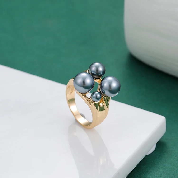 New Gold Plated Adjustable Large Pearl  Jewelry Samoa Ring Hawaiian Finger Jewelry