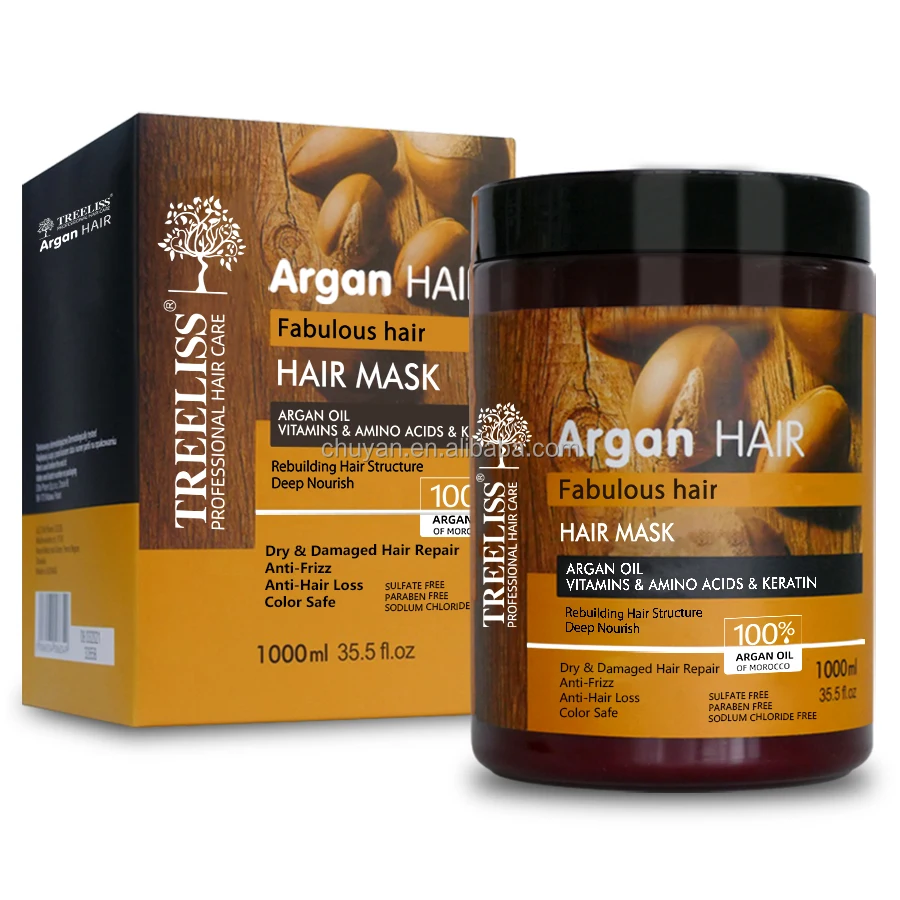 OEM/ODM TREELISS Argan Oil Hair Mask Anti Hair Loss Deep Hydration Moroccan Oil Hair Shampoo Mask Serum Set