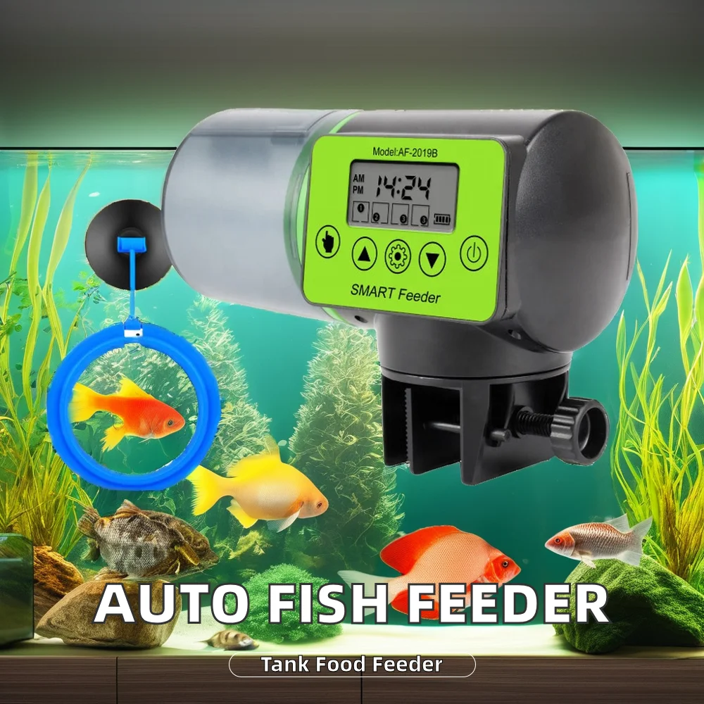 USB Rechargeable Automatic Goldfish & Shrimp Feeder Fishing Tank Dispenser with Display Timer for Guppy & Fish Care