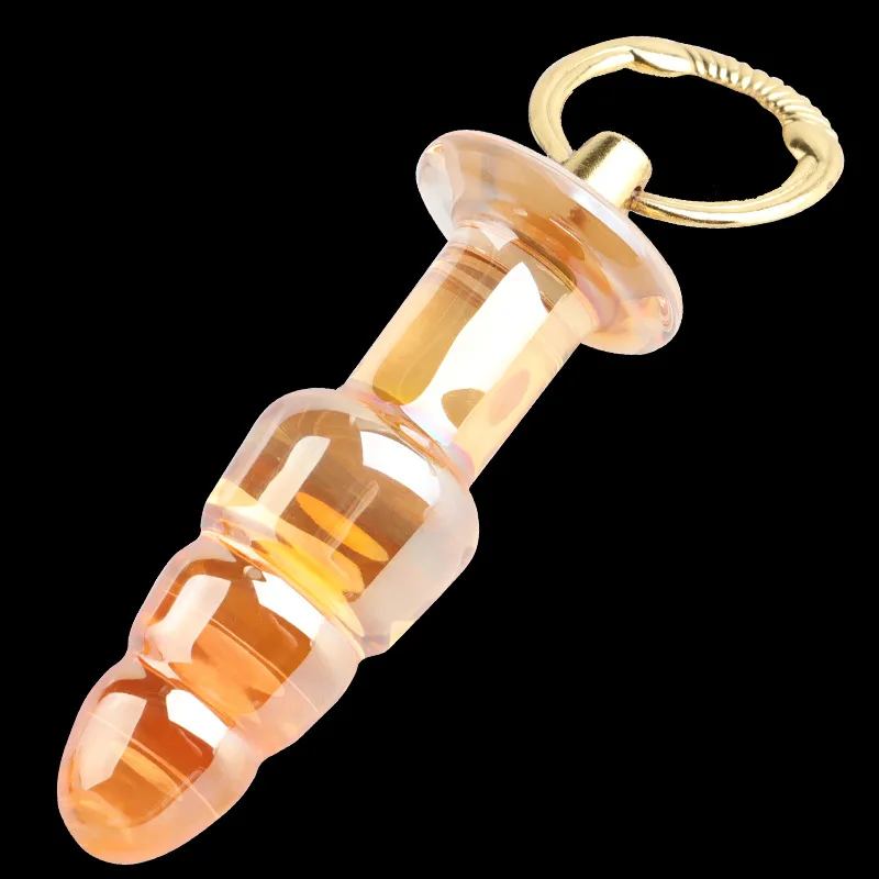 Wholesale crystal glass dildo pyrex anal bead plug sex toys for women