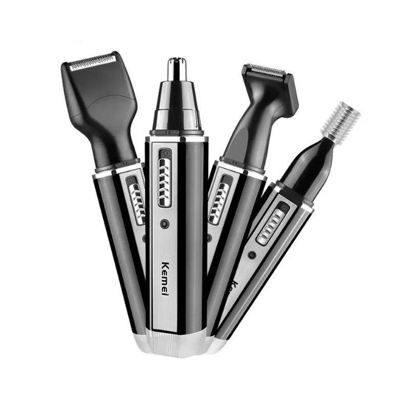 Kemei KM-6630 4 in 1 Rechargeable Painless Eyebrows Beard Hair Clipper Cut Shaver Men Electric Ear And Nose Ear Hair Trimmer