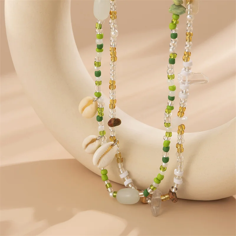 Summer Holiday Sexy Belly Chain Shell Glass Stone Rice Beads Multi-Layer Body Chain Gravel Tassel Waist Chains Women Jewelry