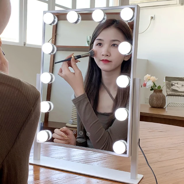 360 Rotation Touch Sensor Dimmable 12 LED Light Bulbs Desktop Vanity Makeup Mirror Dressing Glass Finishing Cosmetic Mirror Type