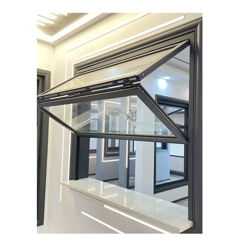 Aluminum alloy double glazing  folding windows can be customized panoramic rimless up and down folding window