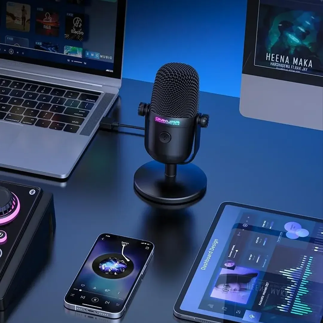 ONIKUMA M830 Wired Gaming Microphone  with Colorful RGB lighting effect