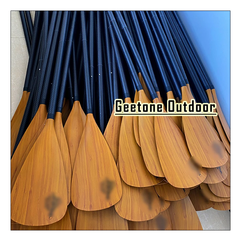 Geetone Fiberglass Bamboo Paddle For SUP Paddle Boards Fiber-glass shaft carbon Skin Wooden Bamboo Blade Coated 1.8-2.2m 3pieces