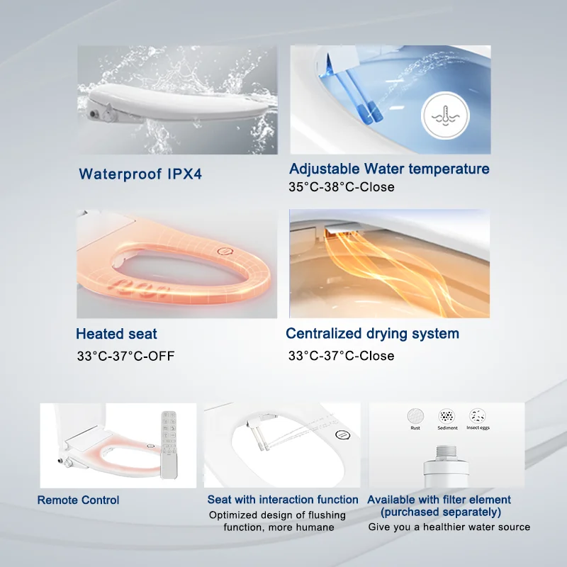 Bathroom washable sanitary smart bidet automatic toilet seat cover Intelligent smart heated toilet seat