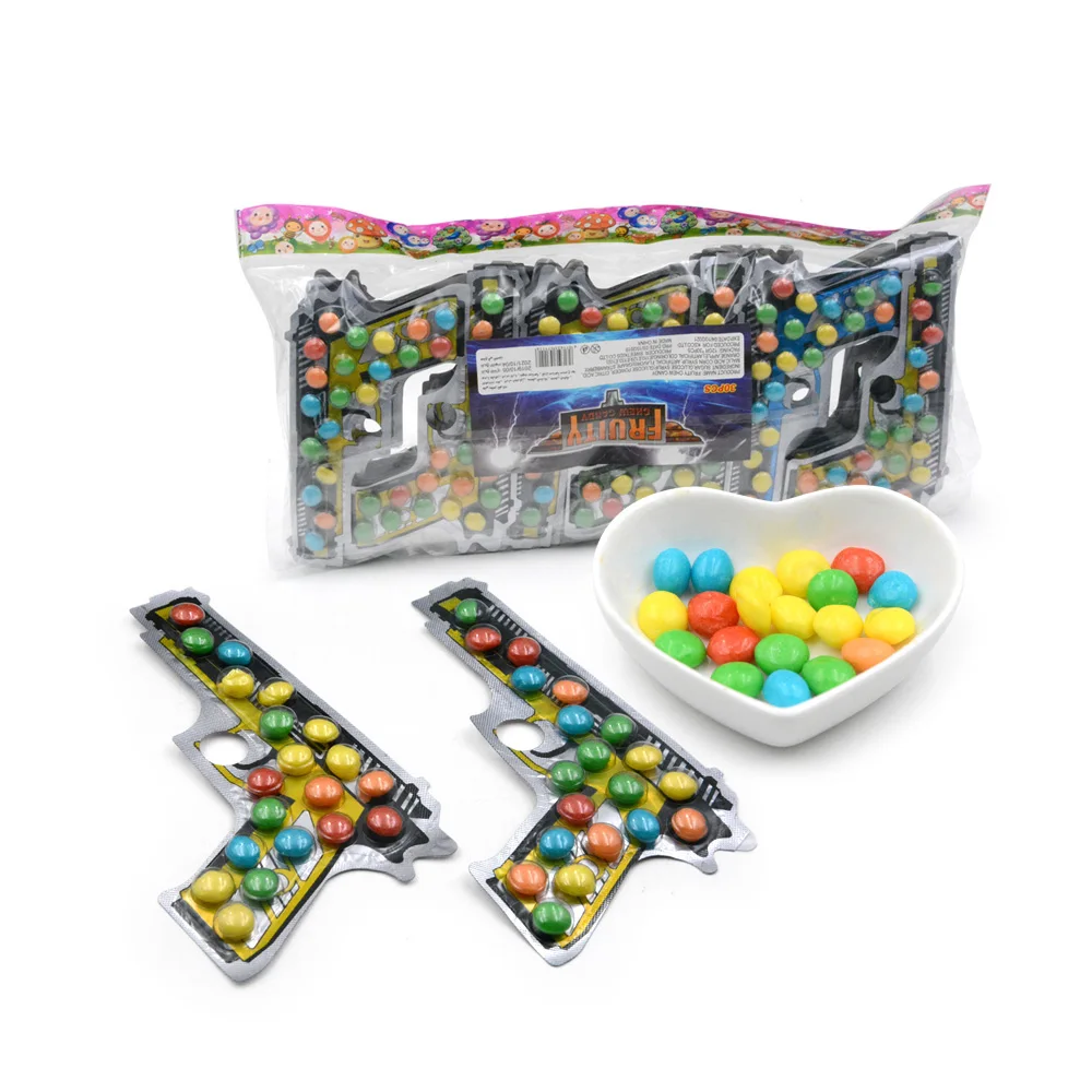 Fruit chewy candy jelly tablet candy gun shape fruit flavor candy bean