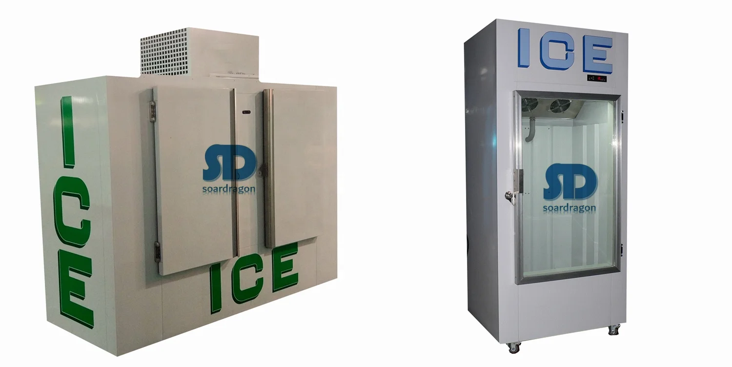Soardragon factory direct solid door ice bagged gas station ice storage freezer