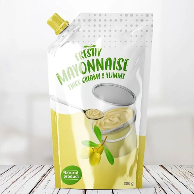 Food Grade Plastic Aluminum Foil Liquid Pouch Packaging Bags With Spout For Tomato Sauce Custom Doy Pack Sauce Spout Pouches