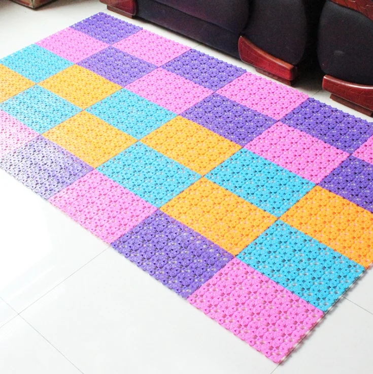 Candy color stitching square love pet mat mesh non-slip pet floor cat cage non-slip mat pet dog cage crate kennel mat