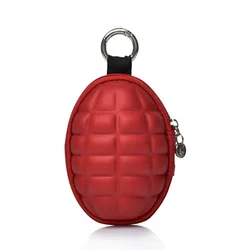 K333 Grenade Shaped Car Keys Wallets PU Leather Hand Zipper Coin Purse Pouch Bag Keychain Holder Case