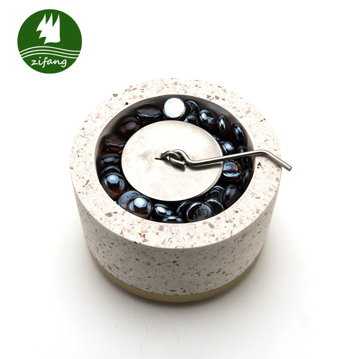 China Wholesale Modern Round Smokeless Free standing Concrete Mini Tabletop Portable Bio-ethanol Alcohol burner Fireplaces