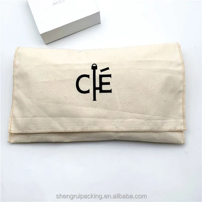 Biodegradable 100% Cotton Envelope Packaging Dust Bag for Shoes Handbags Clothing Cotton Flap Cosmetics Packaging Bag