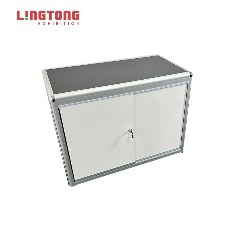 Easy-install Aluminum Frames Exhibition Reception Desk Folding Lockable Counter For Venue