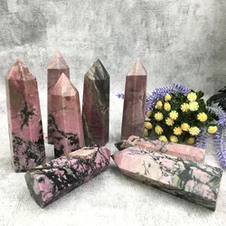 Wholesale Natural crystal Spiritual healing stones Rhodonite point tower for Decoration