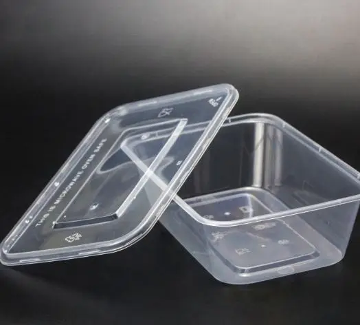 500ml disposable microwave clear pp plastic rectangular food container with lid