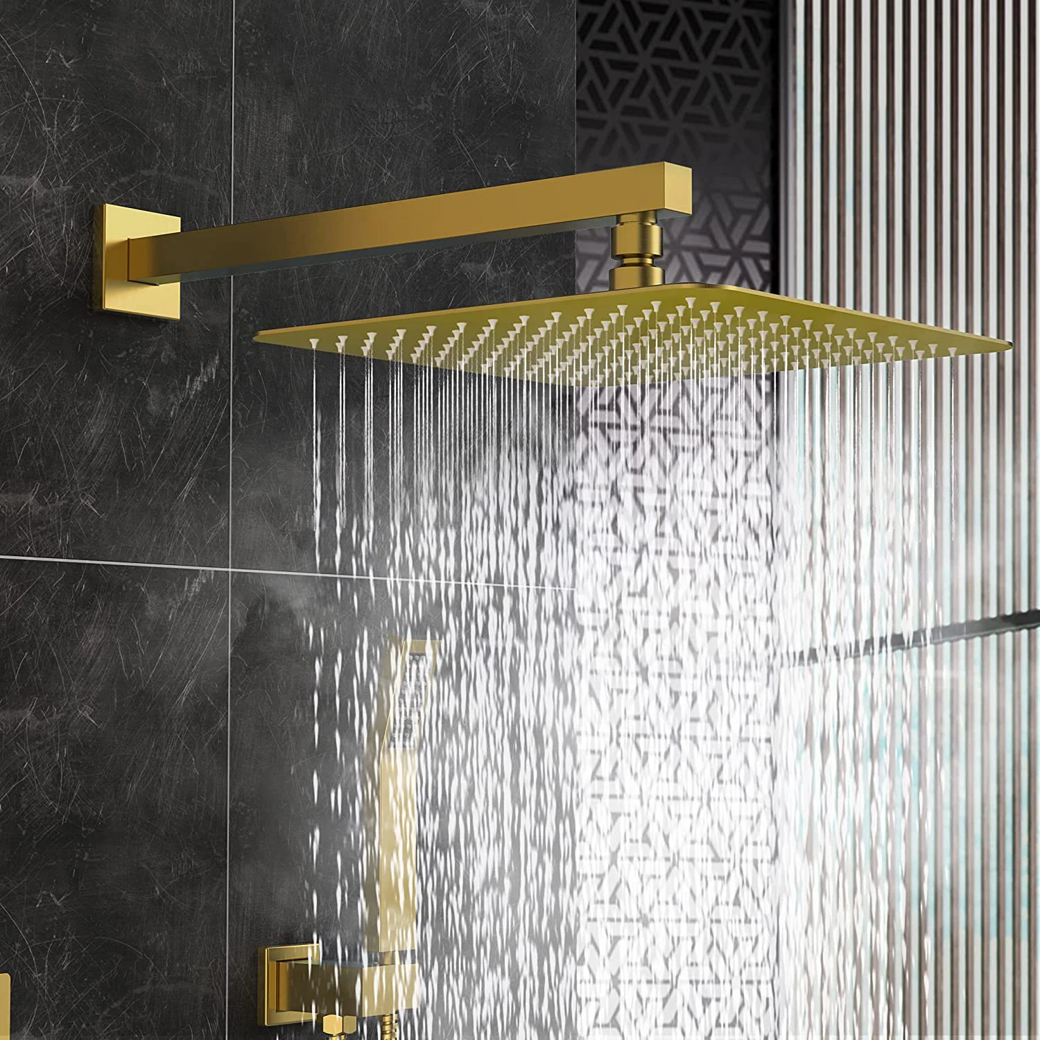 Concealed Square Rainfall Shower System Set Bathroom Faucet Luxury Massage Chair Gold Ceramic CLASSIC Chrome Modern Hotel 1 Set