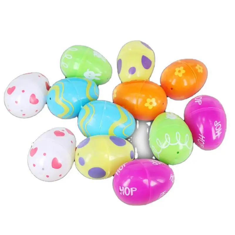 Easter Painted Plastic Open Eggs Kids DIY 12 Pcs Boxed Empty Plastic Eggs