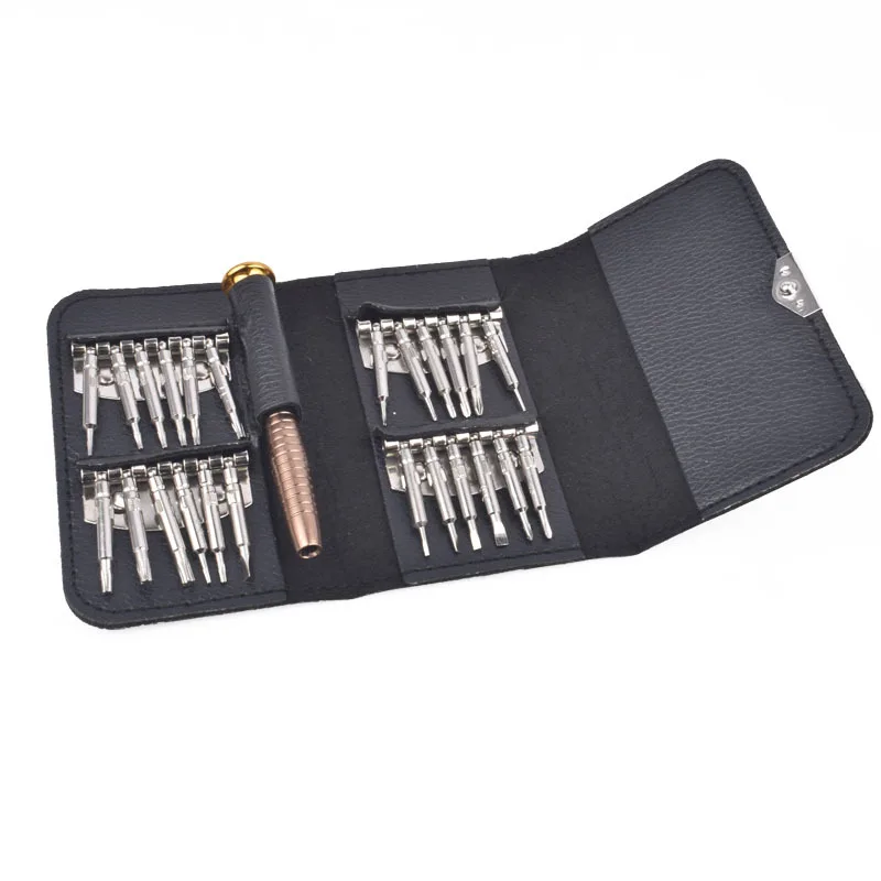 Набор миниатюрных отверток, оптовая продажа, многофункциональная отвертка 25 в 1, сумка для ключей, инструмент для ремонта, отвертка