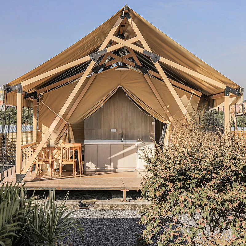 Outdoor Hotel Tent Canvas Camping Luxury Tents Hotel Resort Safari Tent With Bathroom Cabin