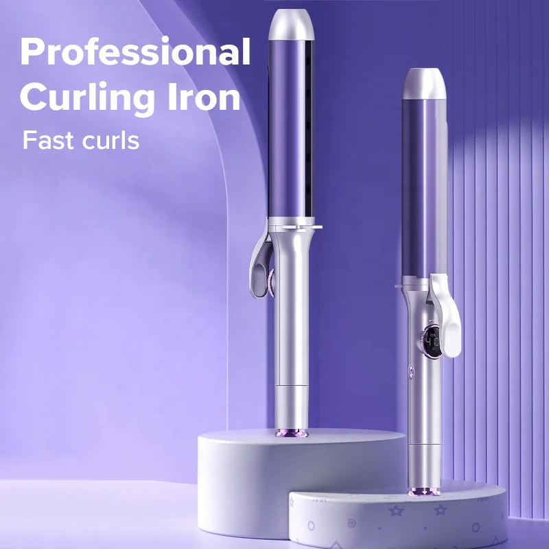 Factory Custom Negative Ions Hair Curler Machine Professional Salon Fast Curls Portable LCD Gative Ion Outlet Barbershop Purple