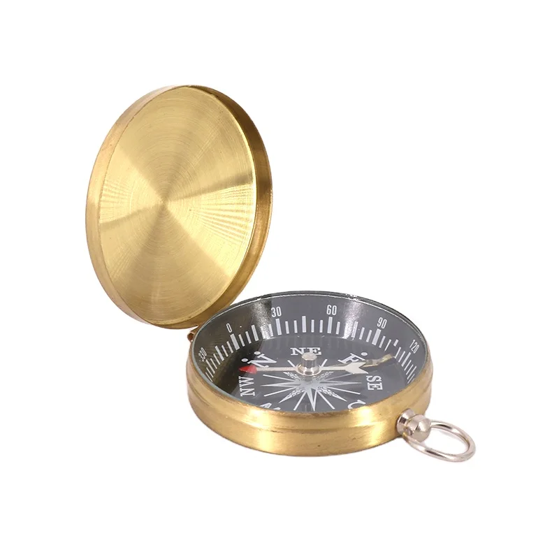 Brujula Compas Portable Metal Waterproof Luminous Compass Flip-Open Pocket Watch Compass for Outdoor Camping Hiking Navigation