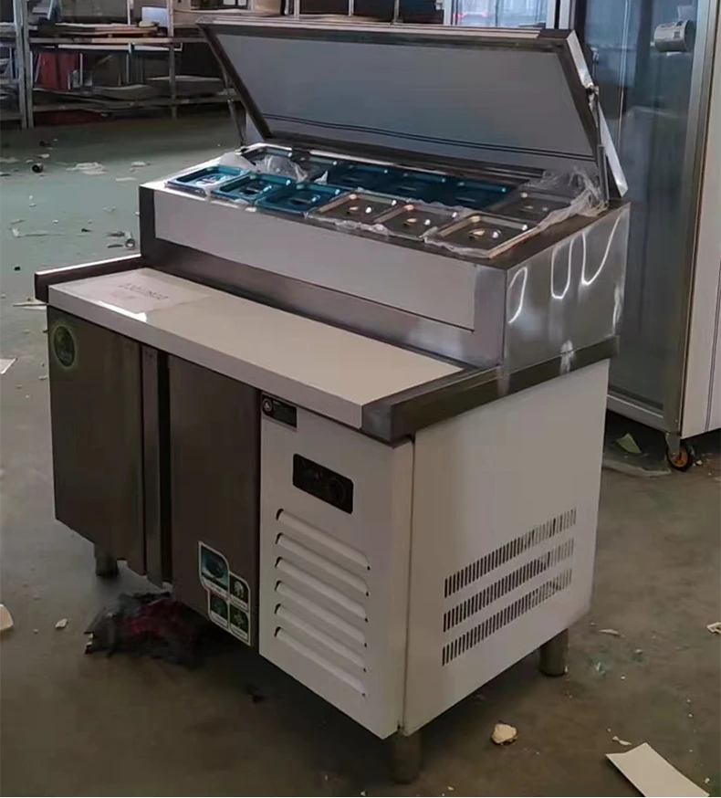 Вентилируемые холодильное еды готовить Рабочий стол холодильник салат/тесто для пиццы стол/витрина охладитель с