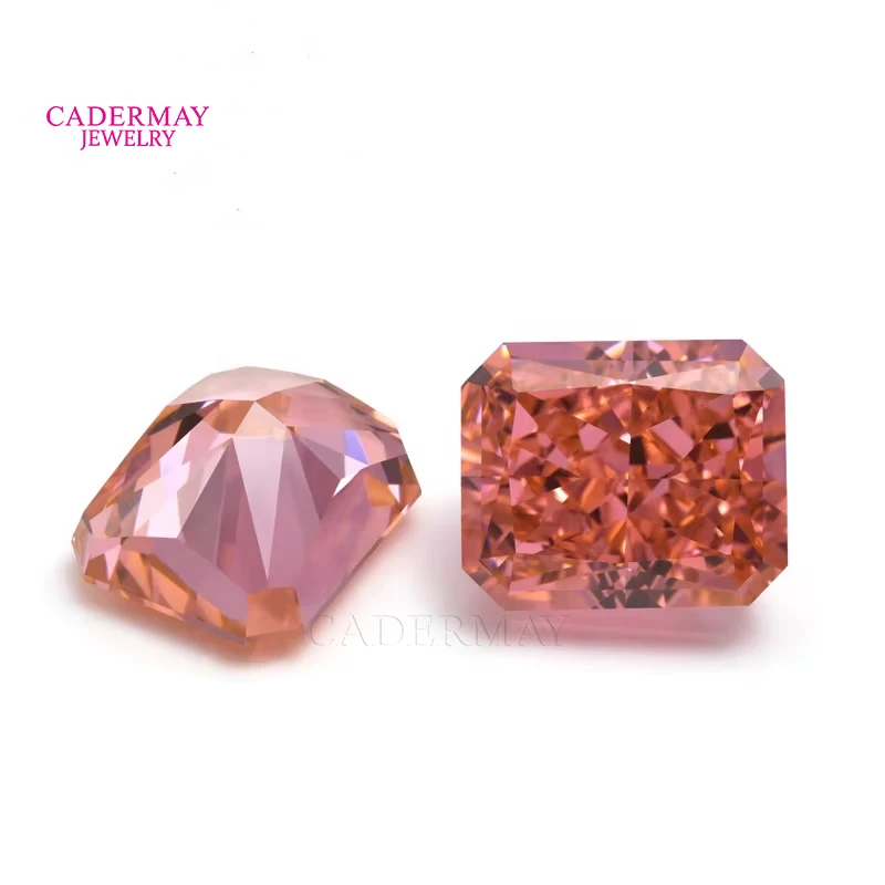 Shiny Crushed Iced Cut Cubic Zirconia 8A Grade Rectangle Shape Synthetic Gemstones for Jewelry Making Dark Orange Loose Stone