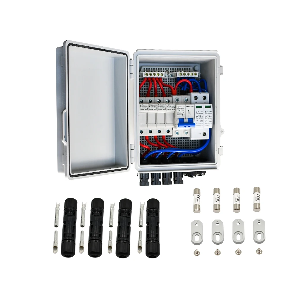 Slocable IP66 водонепроницаемый 500VDC 4 струны PV комбайнер коробка с предохранителем 15А выключатель постоянного тока 63А устройство защиты от