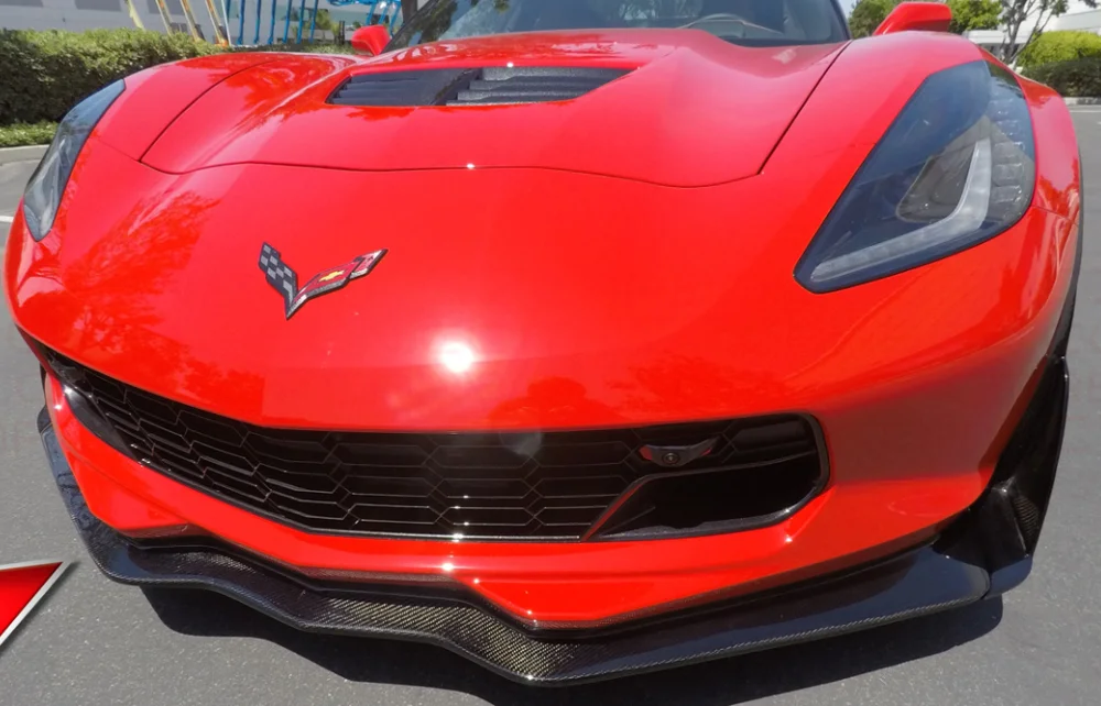 Передняя губа из углеродного волокна для Chevrolet Corvette C7, передний сплиттер, идеальная установка
